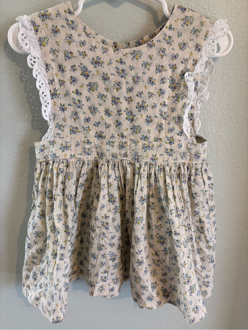 Mary & Grace Size 3 Trunk Cream Floral Lace-Trim Sleeveless Pinafore Top Girls